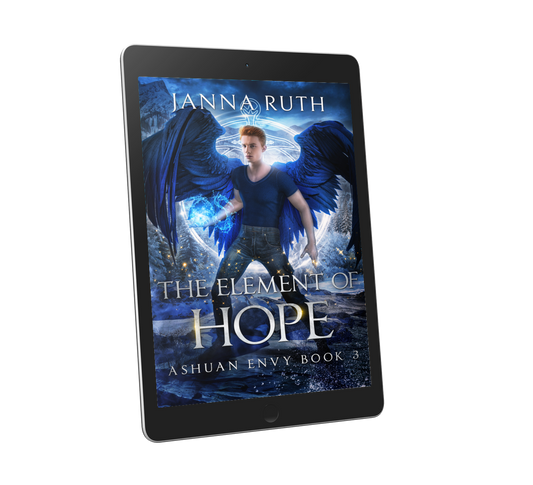 E-reader displaying the cover of 'The Element of Hope' by Janna Ruth on a white background