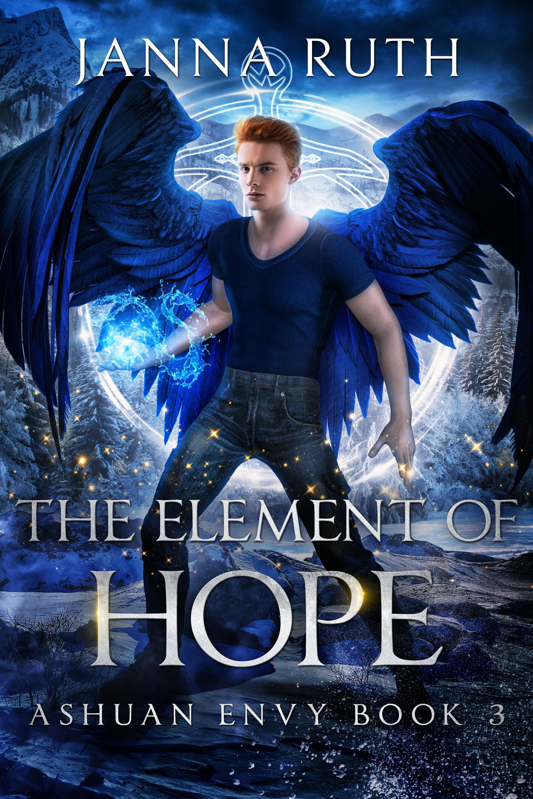 Book cover of 'The Element of Hope' by Janna Ruth featuring a character with wings and magical elements.